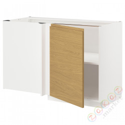 ⭐METOD⭐Угловой напольный шкаф с полкой, белый/Voxtorpподражание. дуб, 128x68 cm⭐ИКЕА-99539077