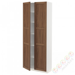 ⭐METOD⭐Высокий шкаф/полки, белый Enköping/коричневый орех, 80x37x200 cm⭐ИКЕА-19475159