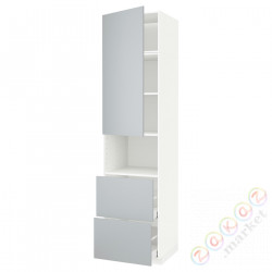 ⭐METOD / MAXIMERA⭐В шкафу для микрофона дверь/2 ящики, белый/Veddinge Серый, 60x60x240 cm⭐ИКЕА-69460693