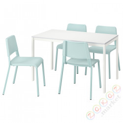 ⭐MELLTORP / TEODORES⭐Таблица и 4 стулья, белый/светло-бирюзовый125 cm⭐ИКЕА-49388684
