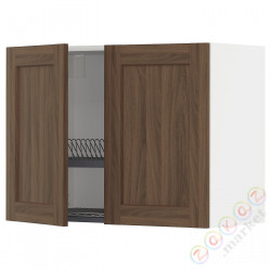 ⭐METOD⭐Навесной шкаф с крылом для сушки/2 дверь, белый Enköping/коричневый орех, 80x60 cm⭐ИКЕА-99475141