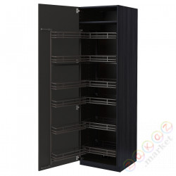 ⭐METOD⭐Высокий шкаф с wysuwaną spiżarką, черный/Nickebo матантрацит, 60x60x200 cm⭐ИКЕА-99498717