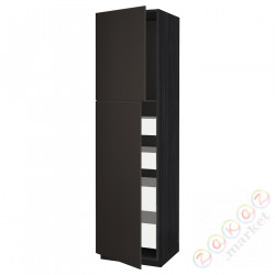 ⭐METOD / MAXIMERA⭐Шкаф, высота 2дверь/4лопата, черный/Кунгсбака антрацит, 60x60x220 cm⭐ИКЕА-59454428