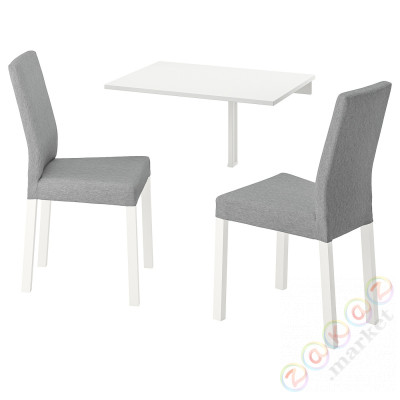 ⭐NORBERG / KATTIL⭐Таблица и 2 стулья, белый/Knisa светло-серый, 74 cm⭐ИКЕА-59428769