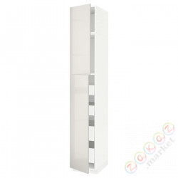 ⭐METOD / MAXIMERA⭐Шкаф, высота 2дверь/4лопата, белый/Ringhult светло-серый, 40x60x240 cm⭐ИКЕА-99468032