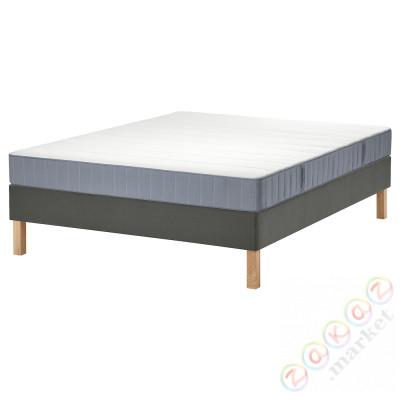 ⭐LYNGOR⭐Континентальная кровать, Vesteröy жесткий/светло-синий темно-серый, 140x200 cm⭐ИКЕА-59552612