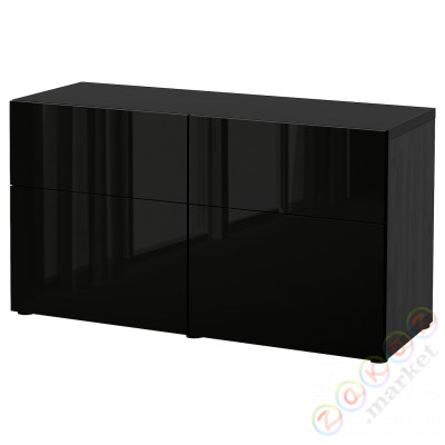 ⭐BESTA⭐Комбинация стойки с дверь/ящики, Черно-коричневый/Selsviken gloss/черный, 120x42x65 cm⭐ИКЕА-59412626