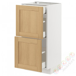 ⭐METOD / MAXIMERA⭐Кабинет stj 2fr/3шу, белый/Forsbacka дуб, 40x37 cm⭐ИКЕА-99509278