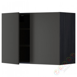 ⭐METOD⭐Навесной шкаф с полками/2 дверь, черный/Nickebo матантрацит, 80x60 cm⭐ИКЕА-99498680