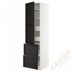 ⭐METOD / MAXIMERA⭐H пополам/4 шу/Drz/2 fr, белый/Lerhyttan черный морилка, 60x60x220 cm⭐ИКЕА-79353348