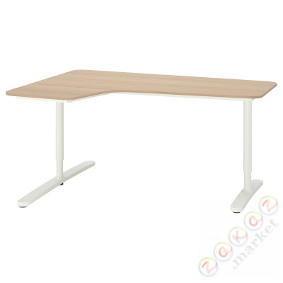 ⭐BEKANT⭐Угловой стол, слева, дубовый шпон, беленый/белый, 160x110 cm⭐ИКЕА-19282839