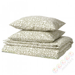 ⭐SORGMANTEL⭐Poszwa na kołdrę i 2 posвызовki, белый/зеленый, 200x200/50x60 cm⭐ИКЕА-20549475