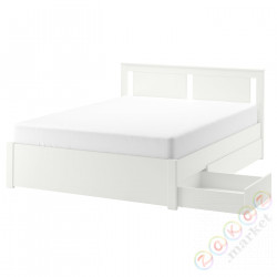 ⭐SONGESAND⭐Каркас кровати с4 контейнеры, белый/Лурёй, 140x200 cm⭐ИКЕА-69241337