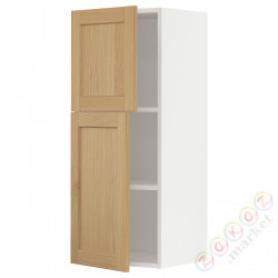 ⭐METOD⭐Навесной шкаф с полками/2 дверь, белый/Forsbacka дуб, 40x100 cm⭐ИКЕА-29509347