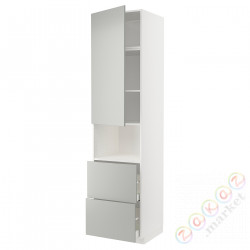 ⭐METOD / MAXIMERA⭐В шкафу для микрофона дверь/2 ящики, белый/Havstorp светло-серый, 60x60x240 cm⭐ИКЕА-89538733