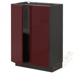 ⭐METOD⭐Кабинет stj/полки/2 дверь, черный калларп/темно-красно-коричневый блеск, 60x37 cm⭐ИКЕА-19464146