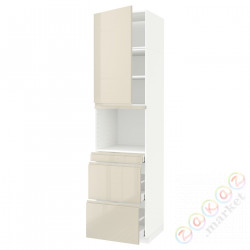 ⭐METOD / MAXIMERA⭐Обувь для микрокомбо дверь/3шу, белый/Voxtorpглянцевый светло-бежевый, 60x60x240 cm⭐ИКЕА-89463997