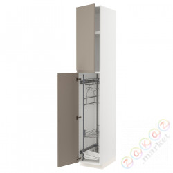 ⭐METOD⭐Высокий шкаф/домашний интерьер, белый/Upplöv матciemnoбежевый, 40x60x240 cm⭐ИКЕА-69492590