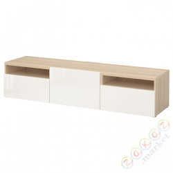 ⭐BESTA⭐Тумба под ТВ, под беленый дуб/Selsviken gloss/белый, 180x42x39 cm⭐ИКЕА-49328614