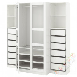 ⭐PAX / TYSSEDAL⭐Гардероб, белый/белый стакан, 200x60x201 cm⭐ИКЕА-89300104