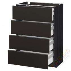 ⭐METOD / MAXIMERA⭐Бывший 4 пт/4шу, черный/Кунгсбака антрацит, 60x37 cm⭐ИКЕА-19212498