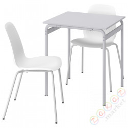 ⭐GRASALA / LIDAS⭐Таблица и 2 стулья, Серый/белый белый, 67 cm⭐ИКЕА-79497276
