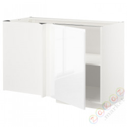 ⭐METOD⭐Угловой напольный шкаф с полкой, белый/Блеск Voxtorp/белый, 128x68 cm⭐ИКЕА-49461226