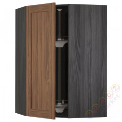 ⭐METOD⭐Шкаф навесной угловой с каруселью, черныйEnköping/коричневый орех, 68x100 cm⭐ИКЕА-79476759