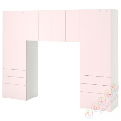 ⭐SMASTAD / PLATSA⭐Книжный шкаф, белый/бледно-розовый, 240x42x181 cm⭐ИКЕА-99429012