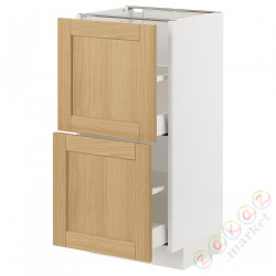 ⭐METOD / MAXIMERA⭐Напольный шкаф с 2 ящики, белый/Forsbacka дуб, 40x37 cm⭐ИКЕА-89509269