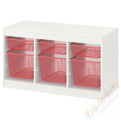 ⭐TROFAST⭐Книжный шкаф с контейнерами, белый/ярко-красный, 99x44x56 cm⭐ИКЕА-79479833