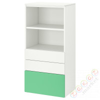 ⭐SMASTAD / PLATSA⭐Книжный шкаф, белый зеленый/с3 ящики, 60x42x123 cm⭐ИКЕА-59420829