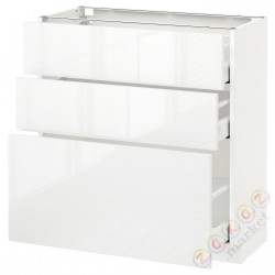 ⭐METOD / MAXIMERA⭐Напольный шкаф с 3 ящики, белый/Рингхульт белый, 80x37 cm⭐ИКЕА-39052205