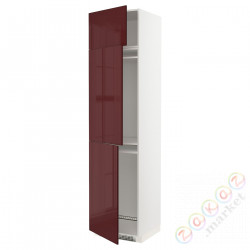 ⭐METOD⭐Ледяной шкаф высокий/замораживание/3Drz, белый Kallarp/темно-красно-коричневый блеск, 60x60x240 cm⭐ИКЕА-09462529