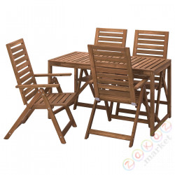 ⭐NAMMARO⭐Таблица +4 разложить. стулья, снаружи, светло-коричневое пятно, 140 cm⭐ИКЕА-69544396