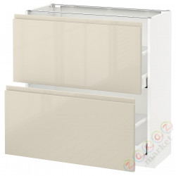 ⭐METOD / MAXIMERA⭐Шкаф/2 шу/, белый/Voxtorpглянцевый светло-бежевый, 80x37 cm⭐ИКЕА-59143506