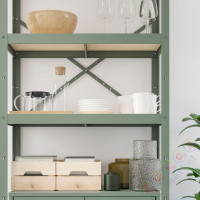 ⭐BROR⭐Книжный шкаф со шкафом, серо-зеленый/сосновая фанера, 85x40x190 cm⭐ИКЕА-89516142
