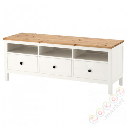 ⭐HEMNES⭐Тумба под ТВ, белое пятно/светло-коричневый, 148x47x57 cm⭐ИКЕА-50413526