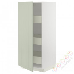 ⭐METOD / MAXIMERA⭐Высокий шкаф с ящики, белый/Stensund светло-зеленый, 60x60x140 cm⭐ИКЕА-29486609