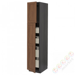 ⭐METOD / MAXIMERA⭐Шкаф, высота 2дверь/4лопата, черныйEnköping/коричневый орех, 40x60x200 cm⭐ИКЕА-29476441