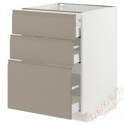 ⭐METOD / MAXIMERA⭐Напольный шкаф с 3 ящики, белый/Upplöv матciemnoбежевый, 60x60 cm⭐ИКЕА-29491620