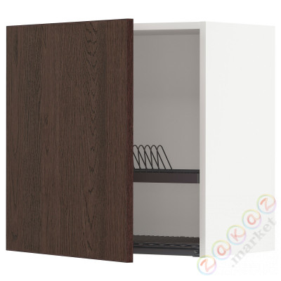 ⭐METOD⭐Навесной шкаф с сушилкой для посуды, белый/Sinarp коричневый, 60x60 cm⭐ИКЕА-39461057