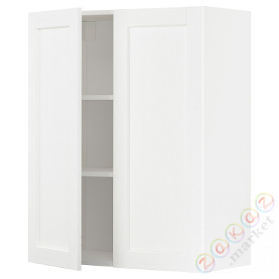 ⭐METOD⭐Навесной шкаф с полками/2 дверь, белый Enköping/белый имитация дерева, 80x100 cm⭐ИКЕА-29473466