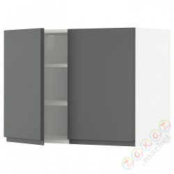 ⭐METOD⭐Навесной шкаф с полками/2 дверь, белый/Voxtorpтемно-серый, 80x60 cm⭐ИКЕА-99465444