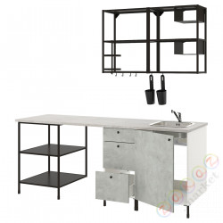 ⭐ENHET⭐Кухня, антрацит/имитация бетона, 223x63.5x222 cm⭐ИКЕА-09337861