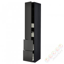 ⭐METOD / MAXIMERA⭐H пополам/4 шу/Drz/2 fr, черный/Nickebo матантрацит, 40x60x220 cm⭐ИКЕА-39498188