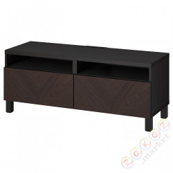 ⭐BESTA⭐Тумба под ТВ с ящики, Черно-коричневый Hedeviken/Stubbarp/темно коричневый bejcowана okleina dębowa, 120x42x48 cm⭐ИКЕА-49420014