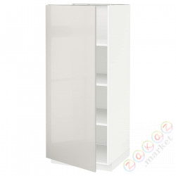 ⭐METOD⭐Высокий шкаф/полки, белый/Ringhult светло-серый, 60x60x140 cm⭐ИКЕА-89460164