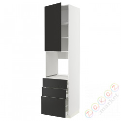 ⭐METOD / MAXIMERA⭐Кабинет высокой температуры/Drz/3 шу, белый/Nickebo матантрацит, 60x60x240 cm⭐ИКЕА-49497414