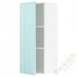 ⭐METOD⭐Навесной шкаф с полками, белый Järsta/блеск светло-бирюзовый, 40x100 cm⭐ИКЕА-79458109